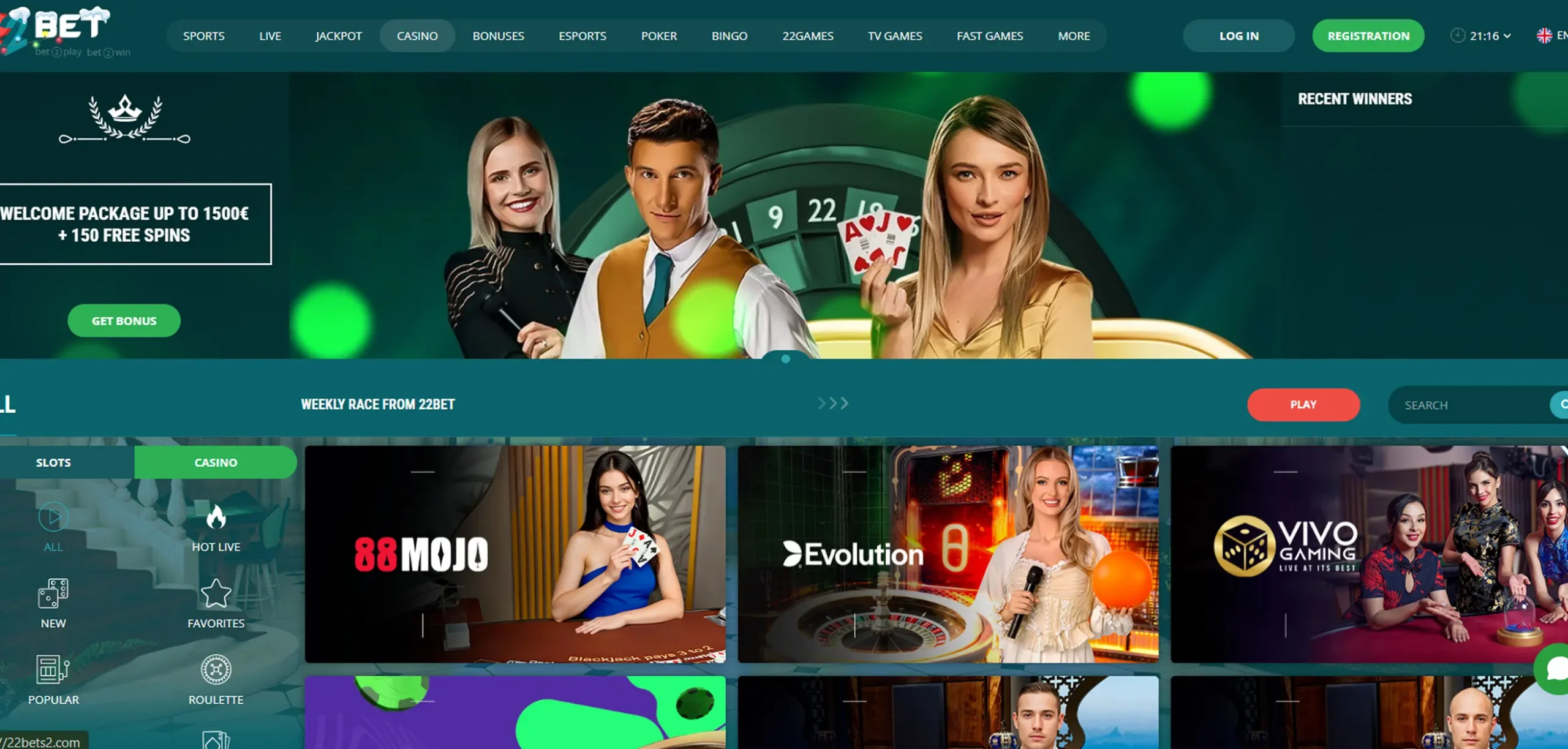 22Bet Live Casino